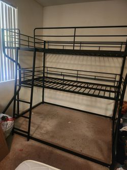 Black Metal Full‑Over‑Twin- Over Queen Triple Bunk Bed — Pick Up Today!
