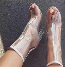 Summer Sexy Boots PVC Transparent Sandals peep toe