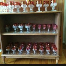 Vintage RED CRANBERRY Kings & Queens Glasses