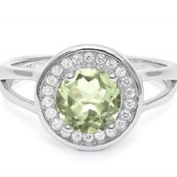 Green Amethyst And Diamond Ring 