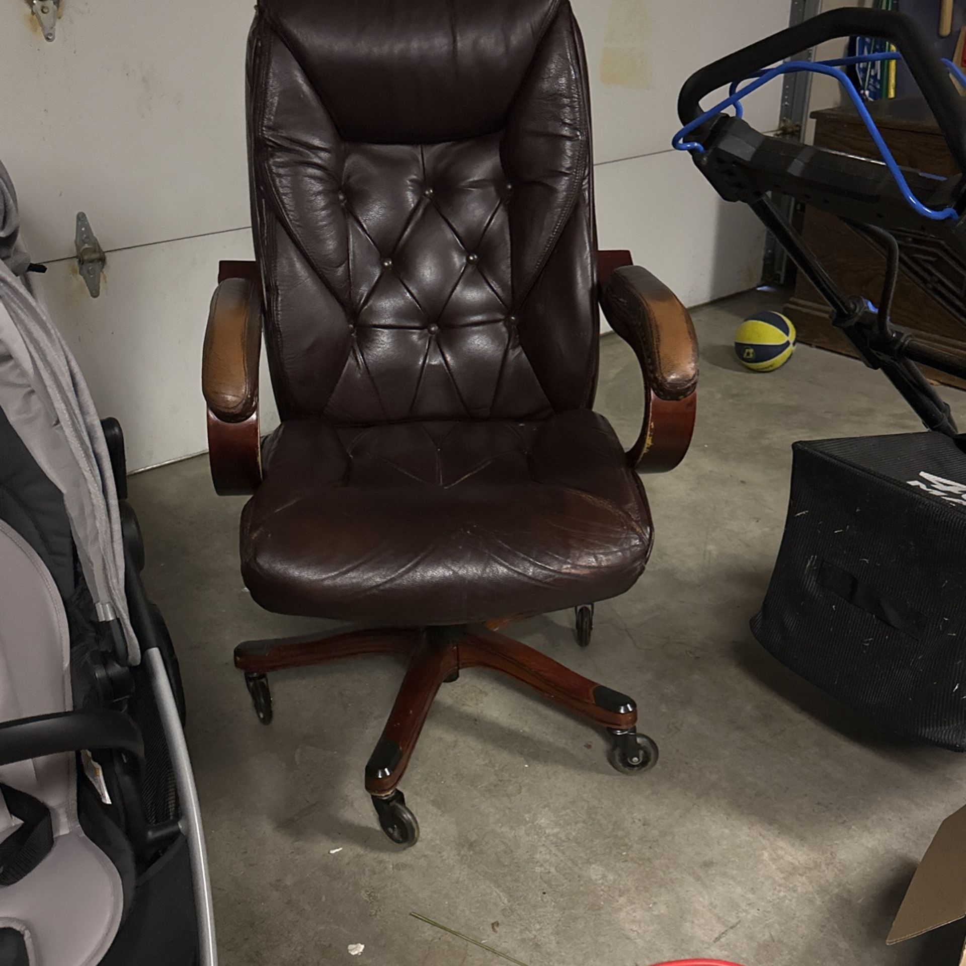 Vintage Leather Rolling Desk Chair
