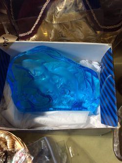 Crystal Blue Dolphins paperweight