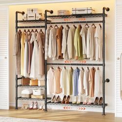 H2 Plus Expandable Wall Mounted Closet System Clothes Rack Black