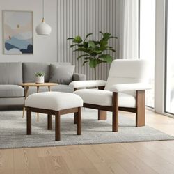 Homy Casa · Katmai Upholstered Lounge Chair & Ottoman · Modern Accent Set