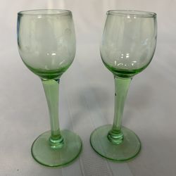 Green Glass Cordials (not uranium) (2)-1oz