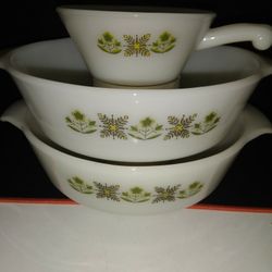 FireKing Meadow Green Trio