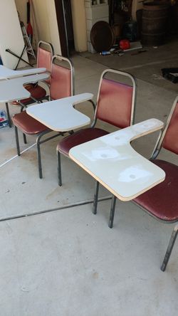 Repurposed school desk chairs