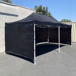 New in box $225 Heavy-Duty Black 10x20 FT Canopy with (4 Sidewalls) Ez Pop Up Outdoor Party Tent w/ Carry Bag 