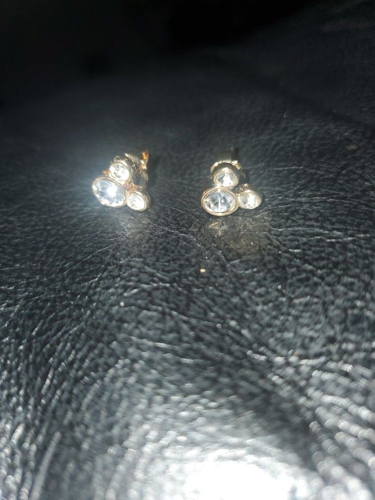 Mickey Mouse Avon Earrings Gold Ton Stud Earrings