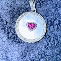 JUDITH RIPKA STERLING SILVER.925 MOTHER OF PEARL RUBY ROUND ENHANCER PENDANT