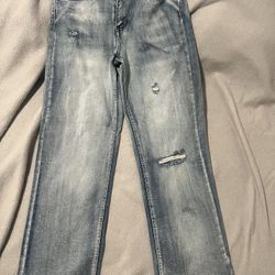 Wax Jean Distressed Blue Jeans