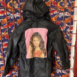 Custom Painted Hannah Montana Girls Vintage Leather Jacket