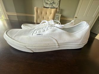 VANS Off The Wall Men's Size 14 White Canvas Lace-Up Low Top Sneakers