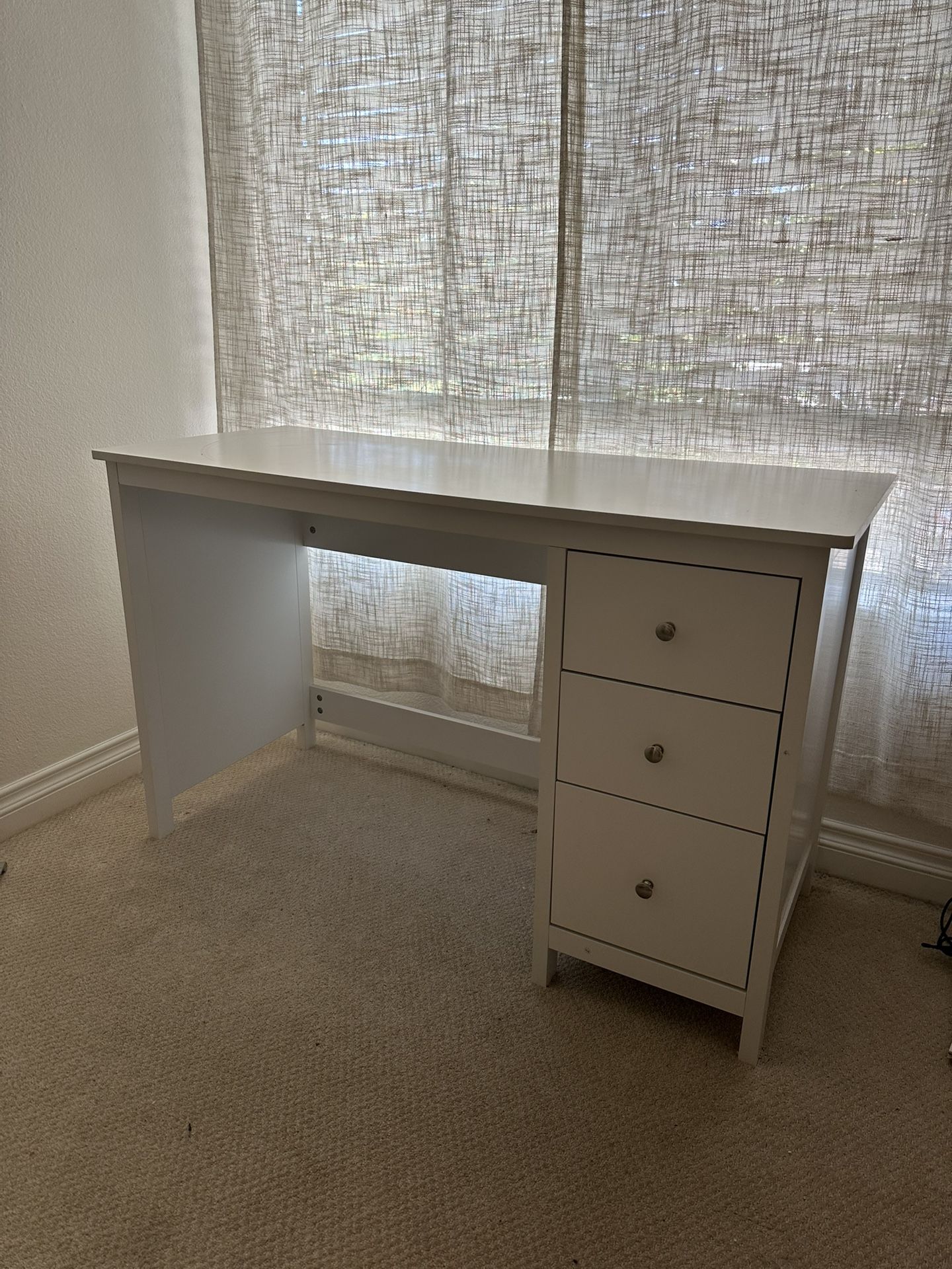 Ivory White Desk With Drawers - Like New 