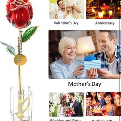 BRAND NEW 24k Gold Rose Best Gift with Crystal Stand