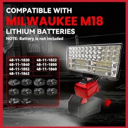 NEW SUPER BRIGHT WORK LIGHT ADAPTER FOR MILWAUKEE M18 18V Portable Flood Work Light w/2 USB PORTS