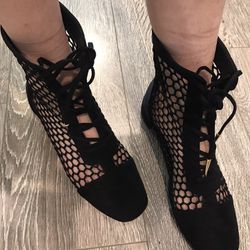 New Suede Fishnet Boots