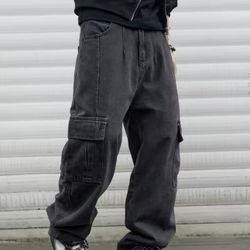 Baggy Street Wear Jeans All Sized Dark Gray