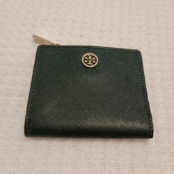 Tory Burch Wallet Royal Green 100% Genuine Leather