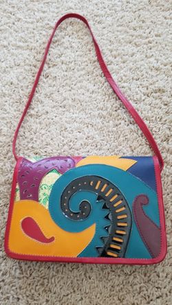 Adorable colorful leather purse with shoulder strap