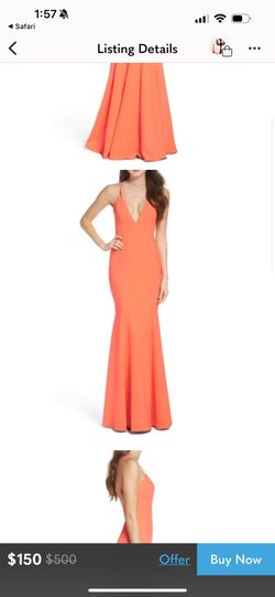 Jay Godfrey Kirani Neon Coral Gown Dress Size 0