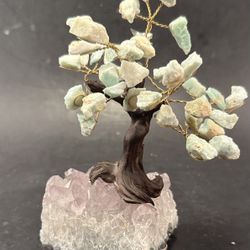 Green Aventurine Bonsai Tree On Amethyst Base 