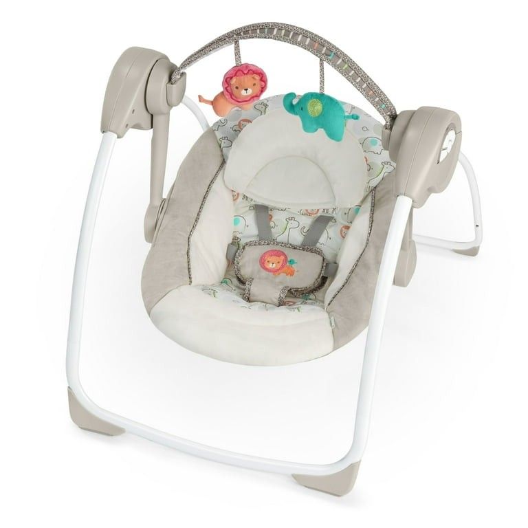 Ingenuity Soothe 'N Delight 6-Speed Portable Baby Swing with Music - Cozy Kingdom, Ages 0-9 Months, Unisex