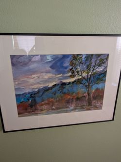 Signed Watercolor Landscape Painting