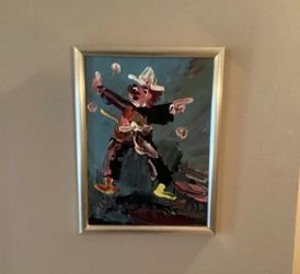 Original Morris Katz Oil Painting – Expressive Clown Composition  8x10 inches