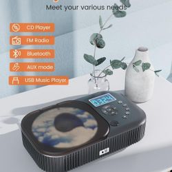 (White) CD Player Portable Dual Stereo Speakers Portable CD Player with Bluetooth Speakers, 4000mAh Rechargeable Player for Car/Home with Remote