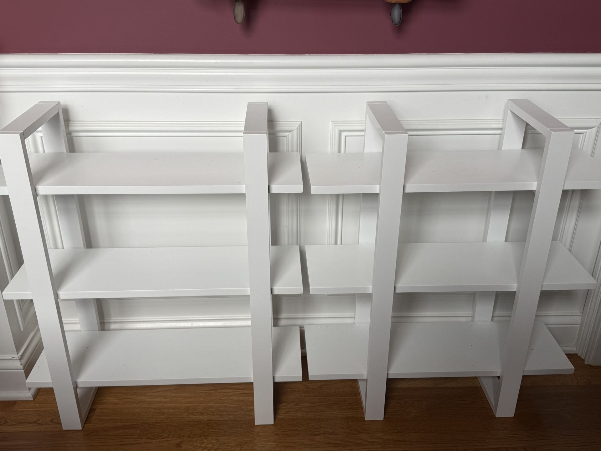 Set Of 4 White Wall Shelves - Solid Wood