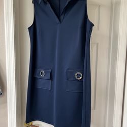 NWT 2X Navy Sleeveless Dress by MSK Women with Pockets