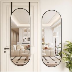 Hasipu Arched Over-the-Door Full-Length Mirror 47” x 16” – Black Frame