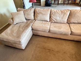 Beige Microfiber Sectional Sofa with Chaise