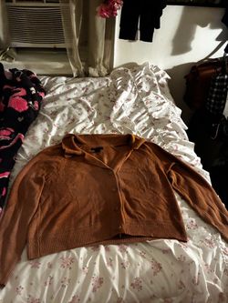 Brown Knit Button-Up Cardigan Sweater