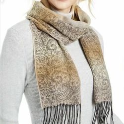 New Cejon Women’s Fringe Italian Scarf Paisley Knit Ombré