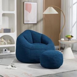 BNIB Memory Foam Bean Bag Chair/ Nuevo en Caja Sillón Puff Azul