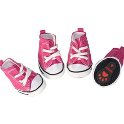 URBEST 4 Pcs Pet Dog Puppy Canvas Sport Shoes, Sneaker Boots-Pink-size 1