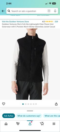 Mens Full Zip Lightweight Polar Fleece Vest