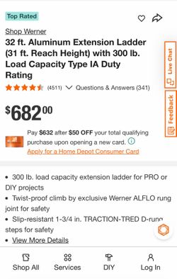 31 ft aluminum extension ladder type IA