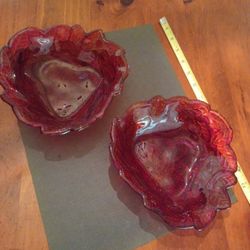 Indiana Glass Co. Loganberry Ruby Red Snack Bowl Set