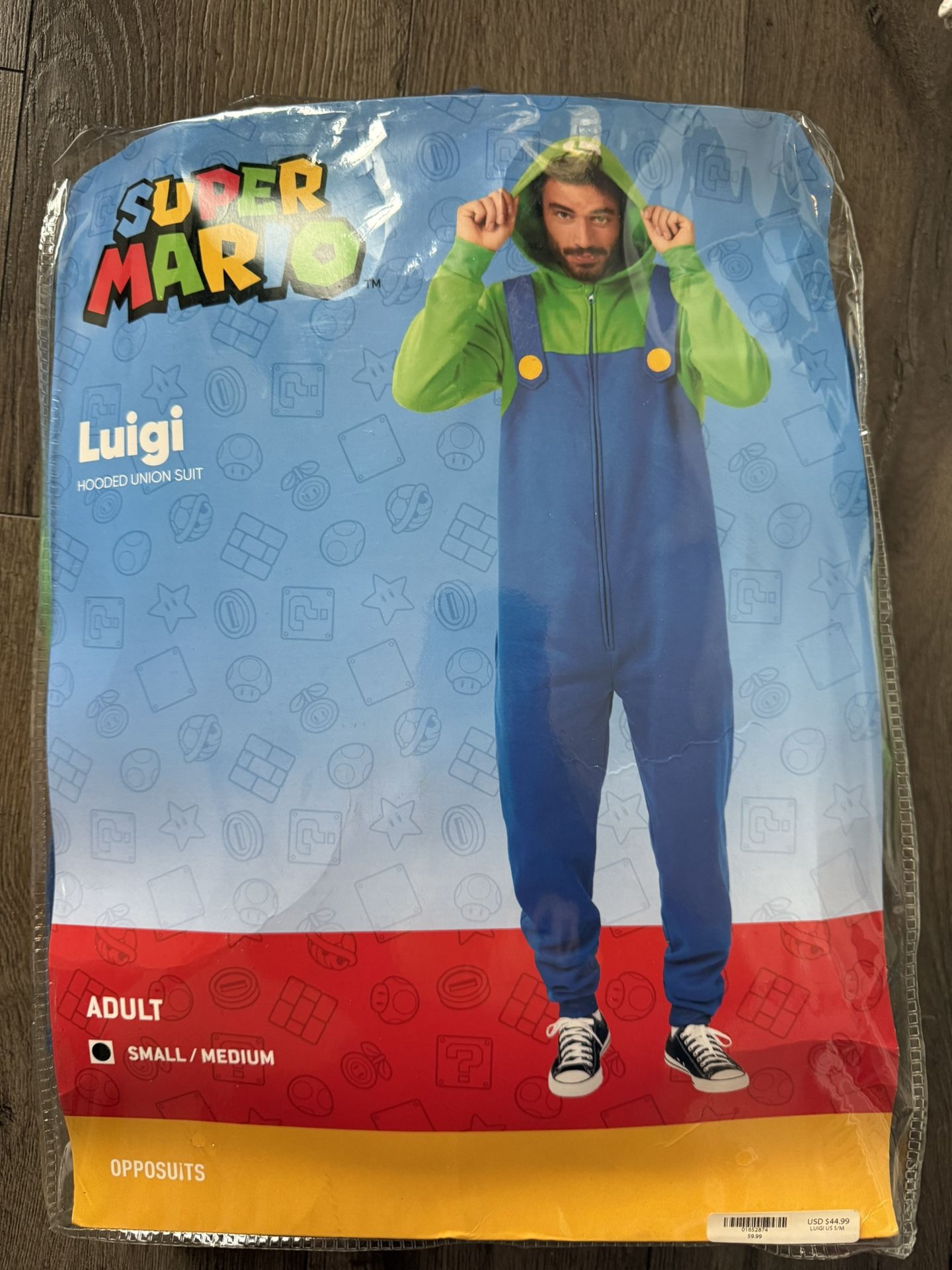 Super Mario Hooded Union Suit Adult Lugi