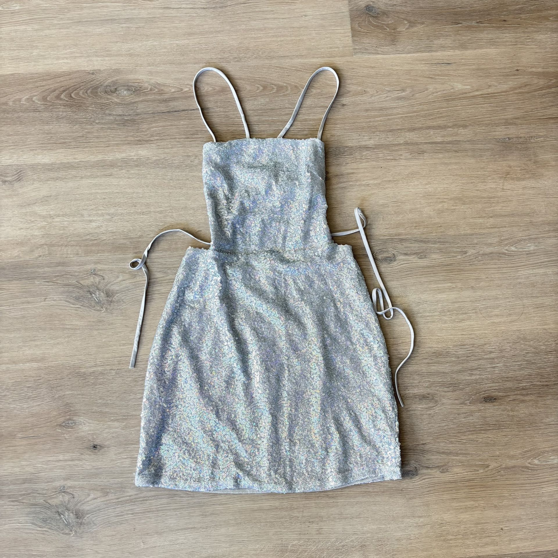 Silver Sequin Mini Dress