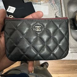 Chanel Zipped Pouch Red and Black