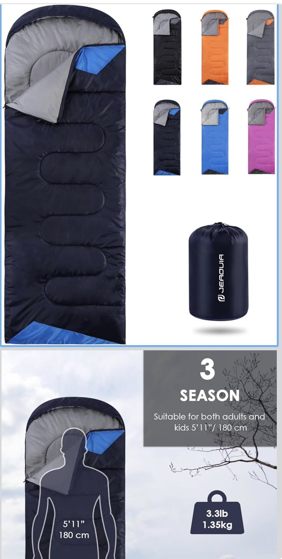 Sleeping Bags for Adults Cold Weather - 20 Degree Big&Tall Size Backpacking Lightweight Waterproof for Girls Boys Mens Teen Women for Camping Hiking O