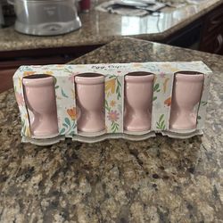 New 4 Pink Porcelain Egg Cups