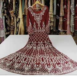 Indian Pakistani bangli designer heavily embroidered bridal party maxi gown