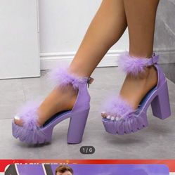 Women Purple Heels No Fuzz 5.5 Women’s 