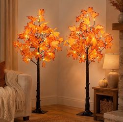 4FT LED Lighted Maple Tree 2-Pack for Indoor Outdoor Home Décor