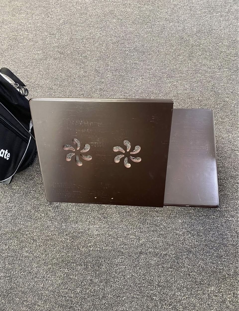 New Bed Desk Wood Bamboo Foldable Breakfast Table with Tilting Tabletop Drawer and Adjustable Hight